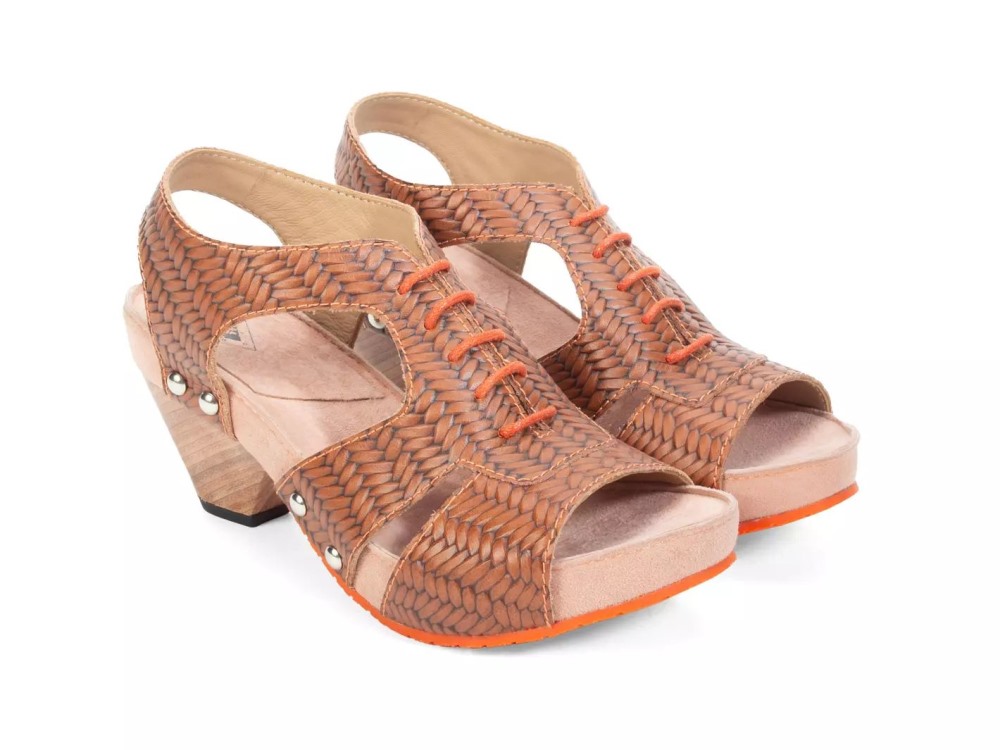 John Fluevog Joni - Brown | Lace-Up Slingback Sandals