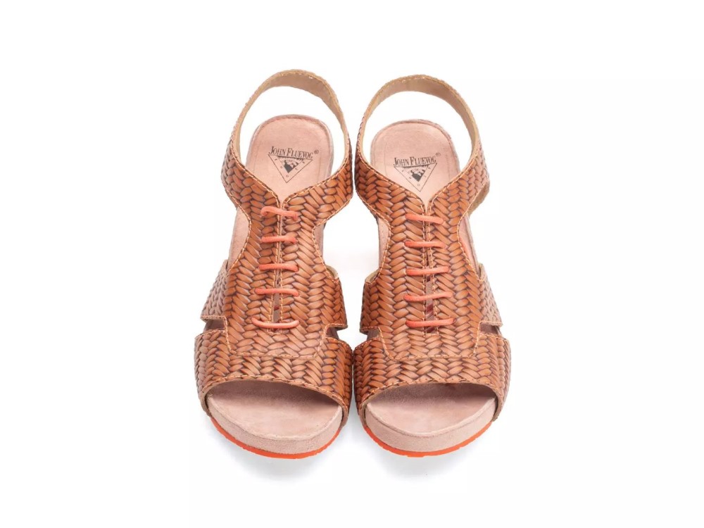 John Fluevog Joni - Brown | Lace-Up Slingback Sandals