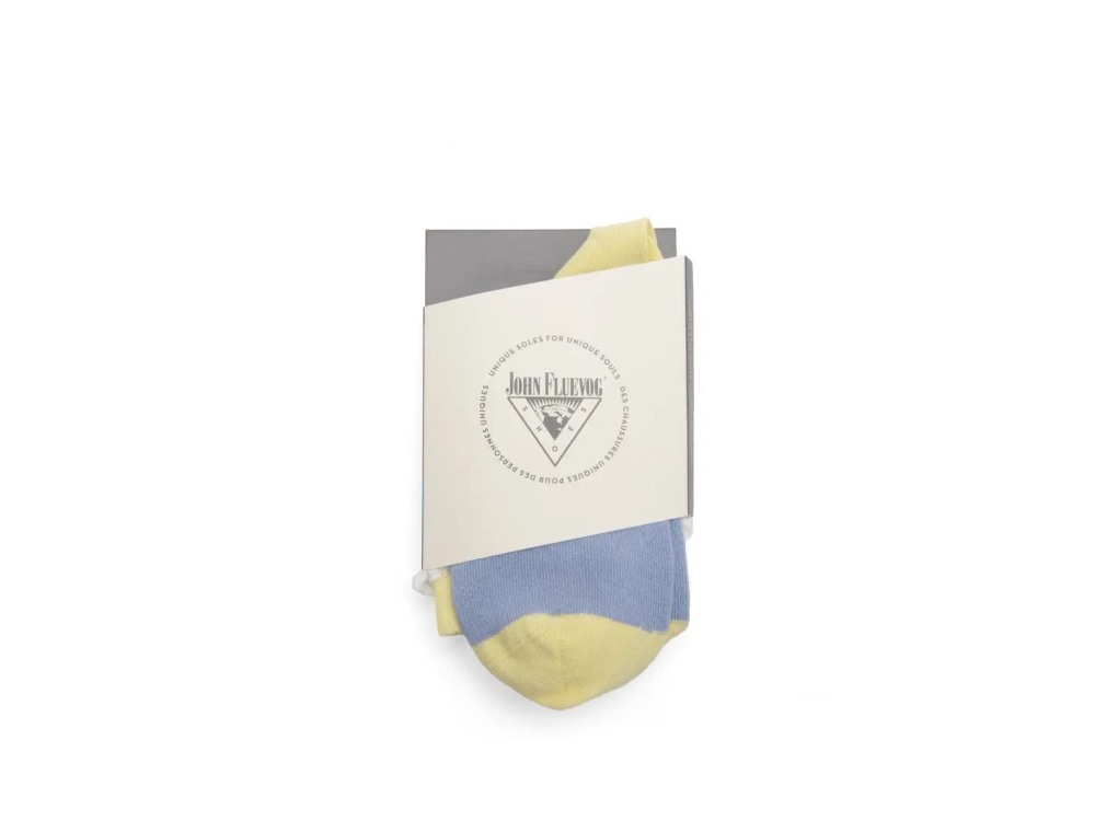 John Fluevog Ashley Lynn Vog Socks - Light Blue/Yellow | Cute Lace Cuff Socks