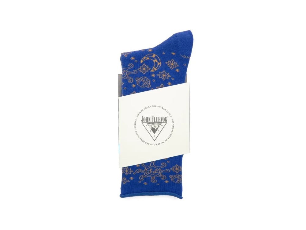 John Fluevog Mittens Vog Socks - Blue/Orange | Celestial Design Socks