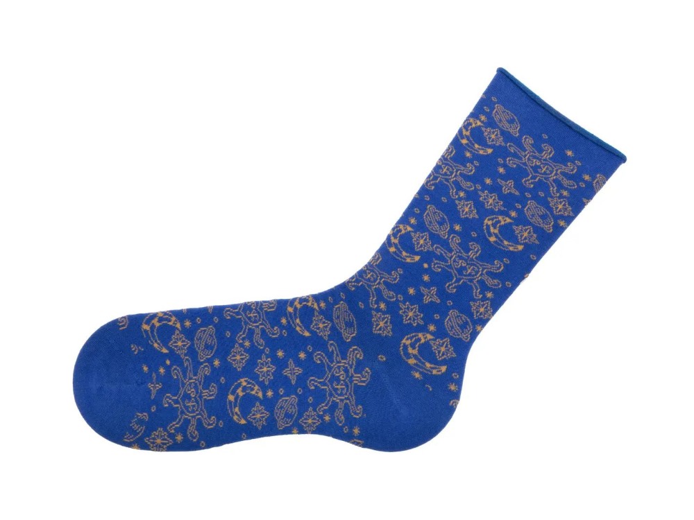 John Fluevog Mittens Vog Socks - Blue/Orange | Celestial Design Socks