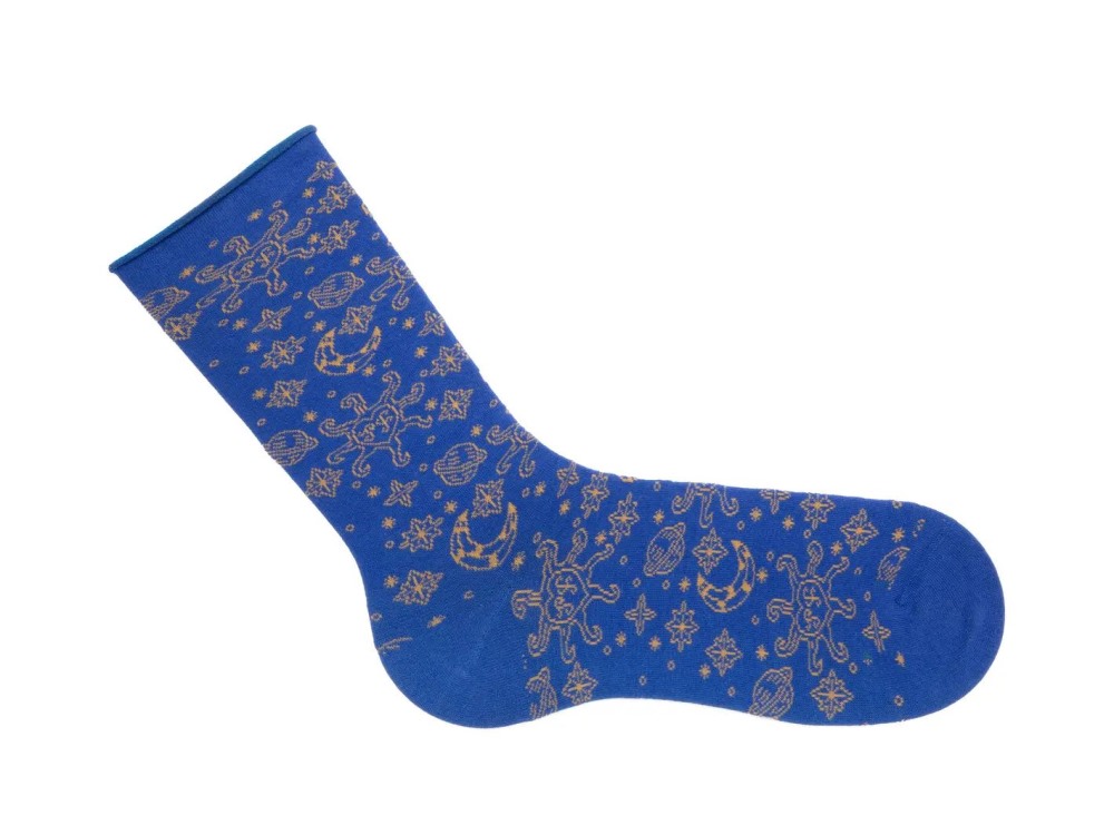 John Fluevog Mittens Vog Socks - Blue/Orange | Celestial Design Socks