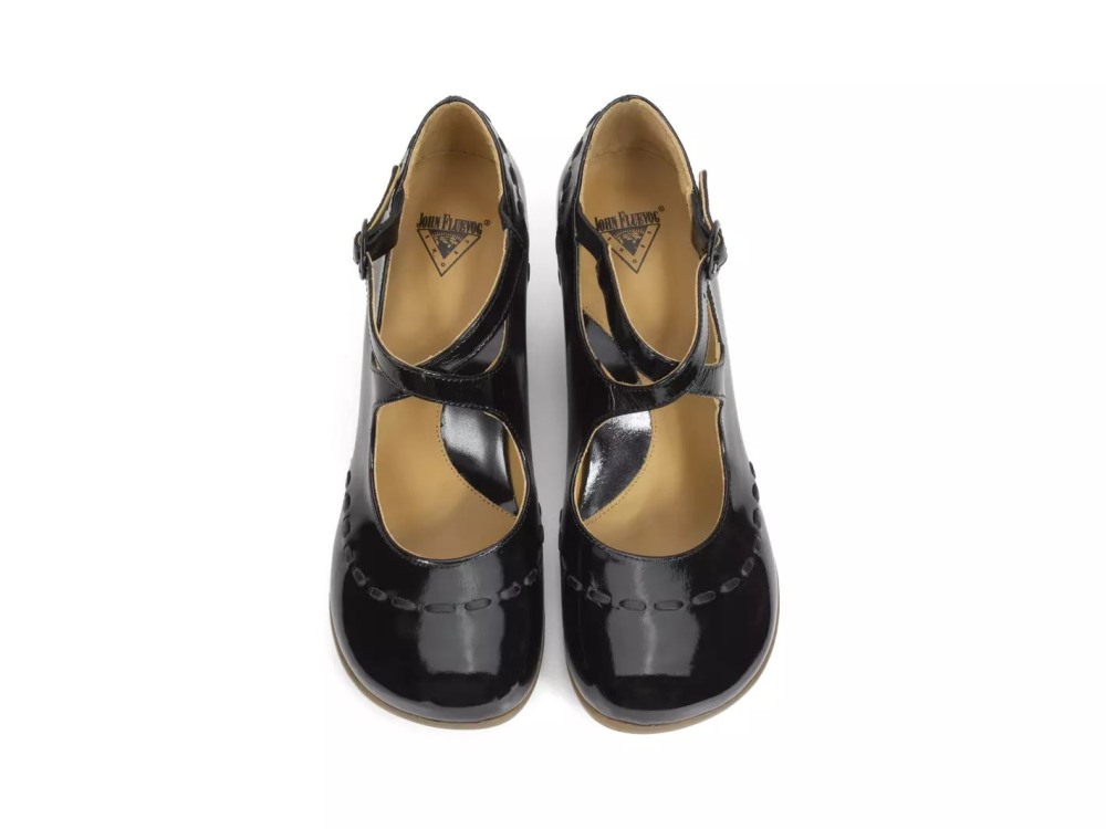 John Fluevog Malibran - Black | Criss-Crossed Mary Jane Heels
