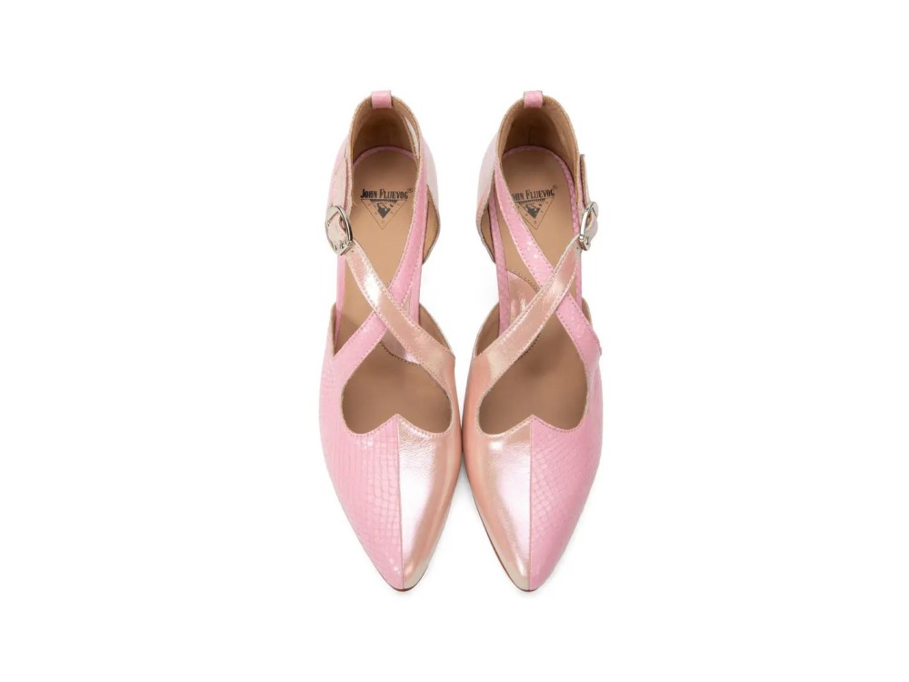 John Fluevog Lisa Marie - Pink | Elegant cross-strap heel