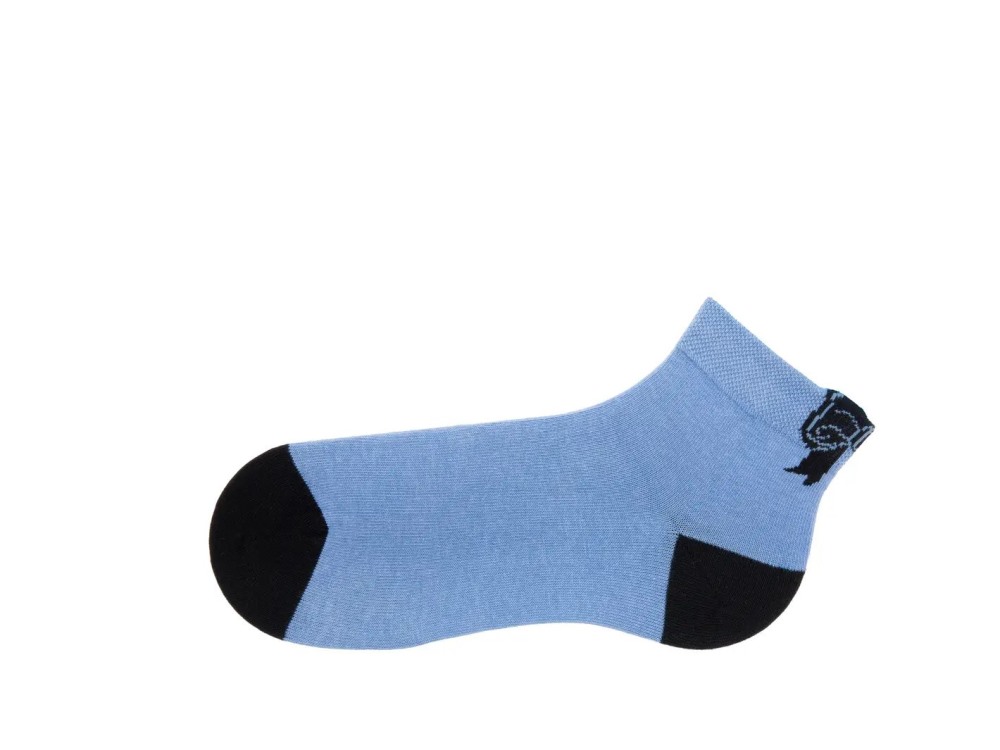 John Fluevog Pishi Vog Socks - Blue/Black | Socks With Back Bow Design