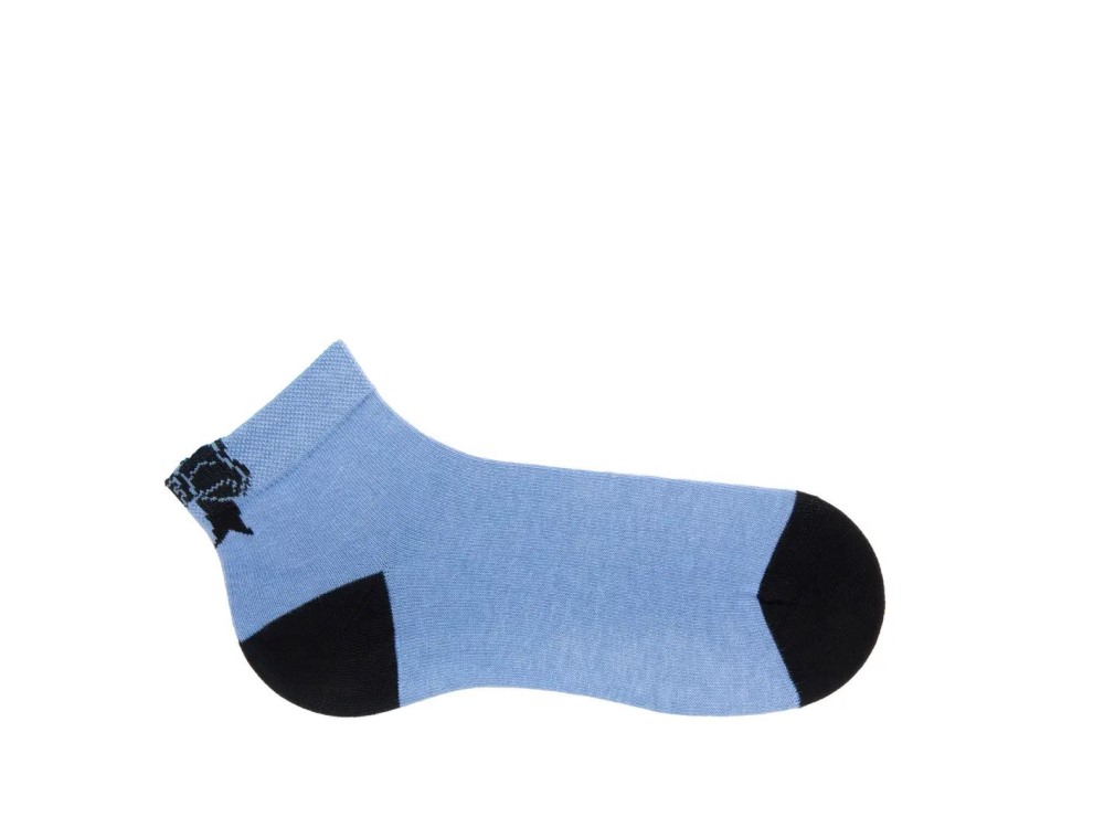 John Fluevog Pishi Vog Socks - Blue/Black | Socks With Back Bow Design