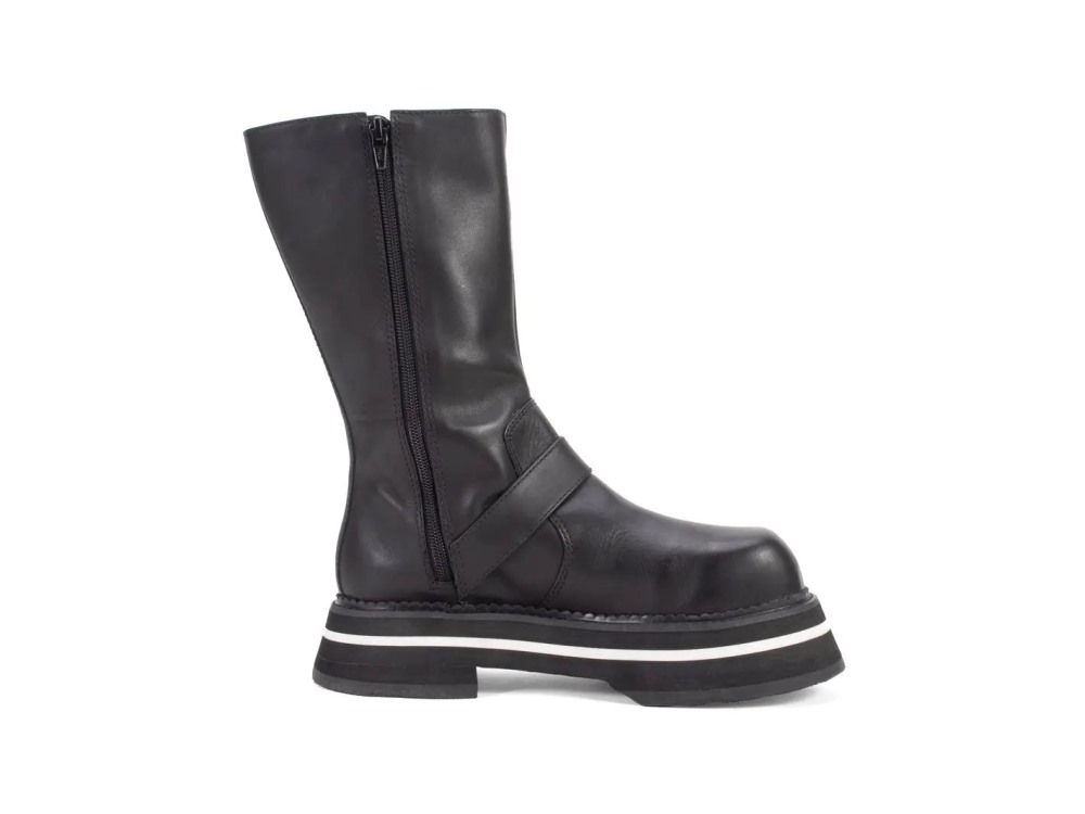 John Fluevog FV2 - Black | Vintage-Style Boots with Buckles