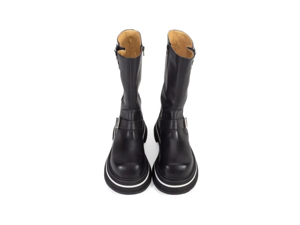 John Fluevog FV2 - Black | Vintage-Style Boots with Buckles