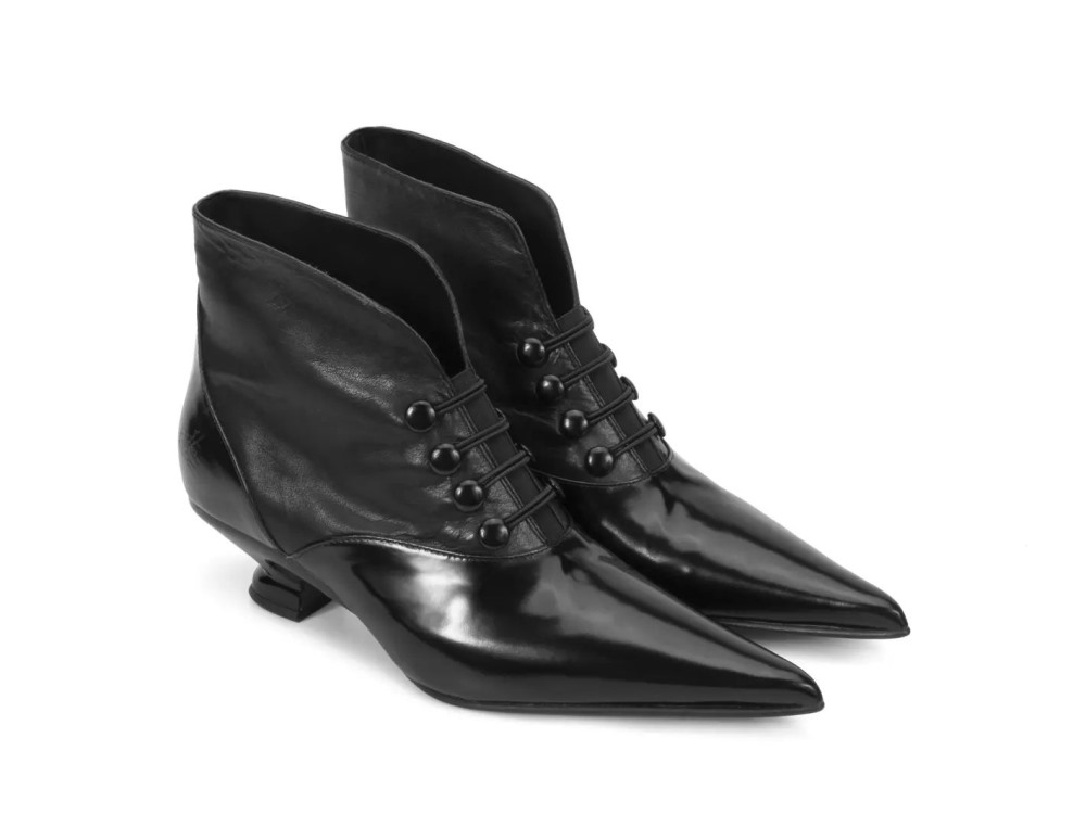 John Fluevog Greta - Black | Sleek Slip-On Booties