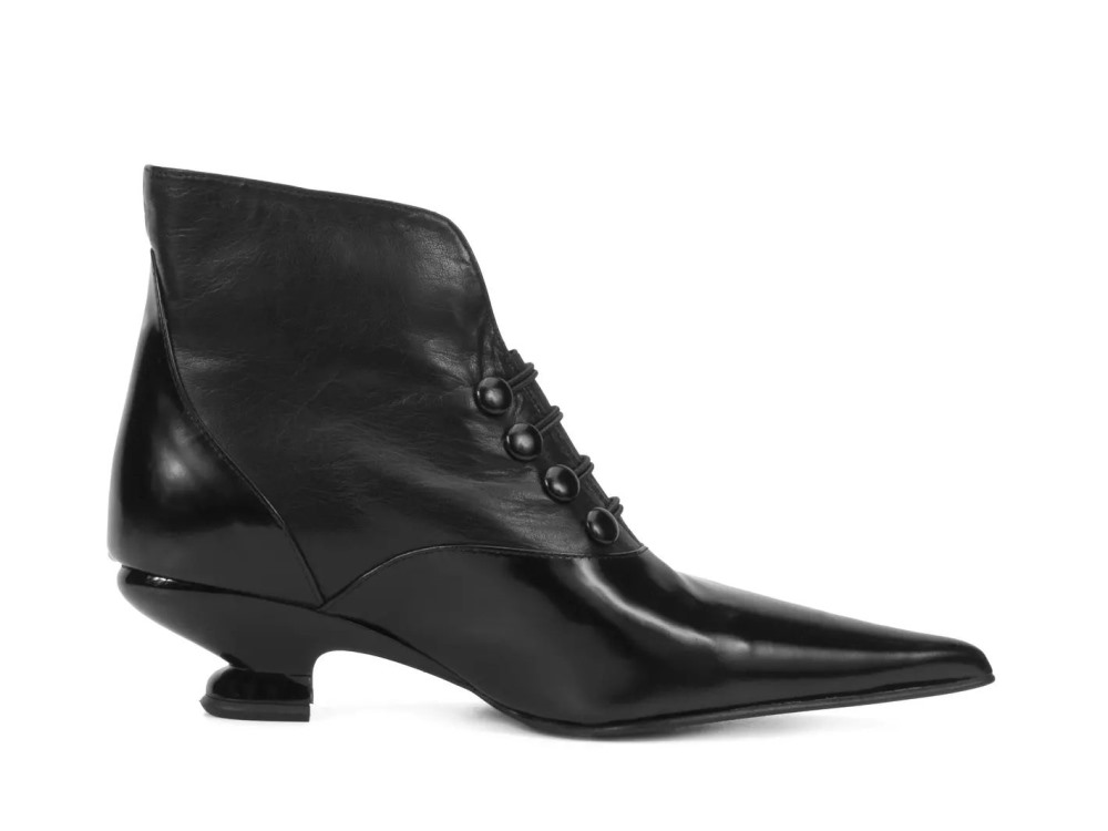 John Fluevog Greta - Black | Sleek Slip-On Booties