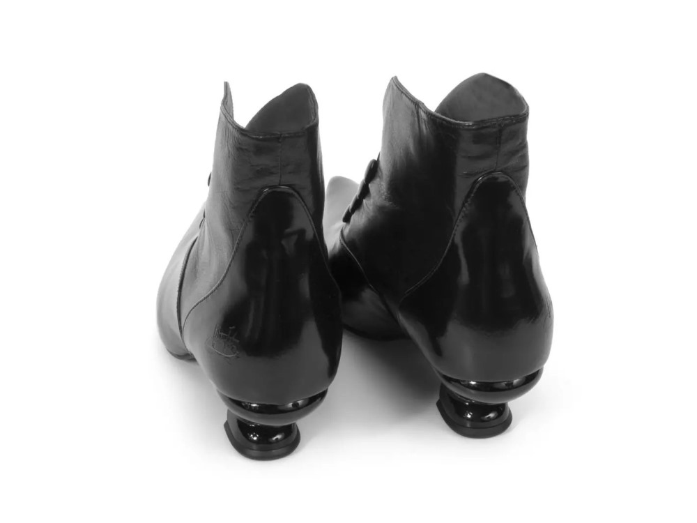John Fluevog Greta - Black | Sleek Slip-On Booties