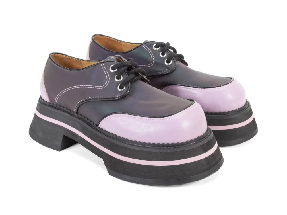 John Fluevog FV1 - Holographic Purple | Vintage-Style Lace-Ups