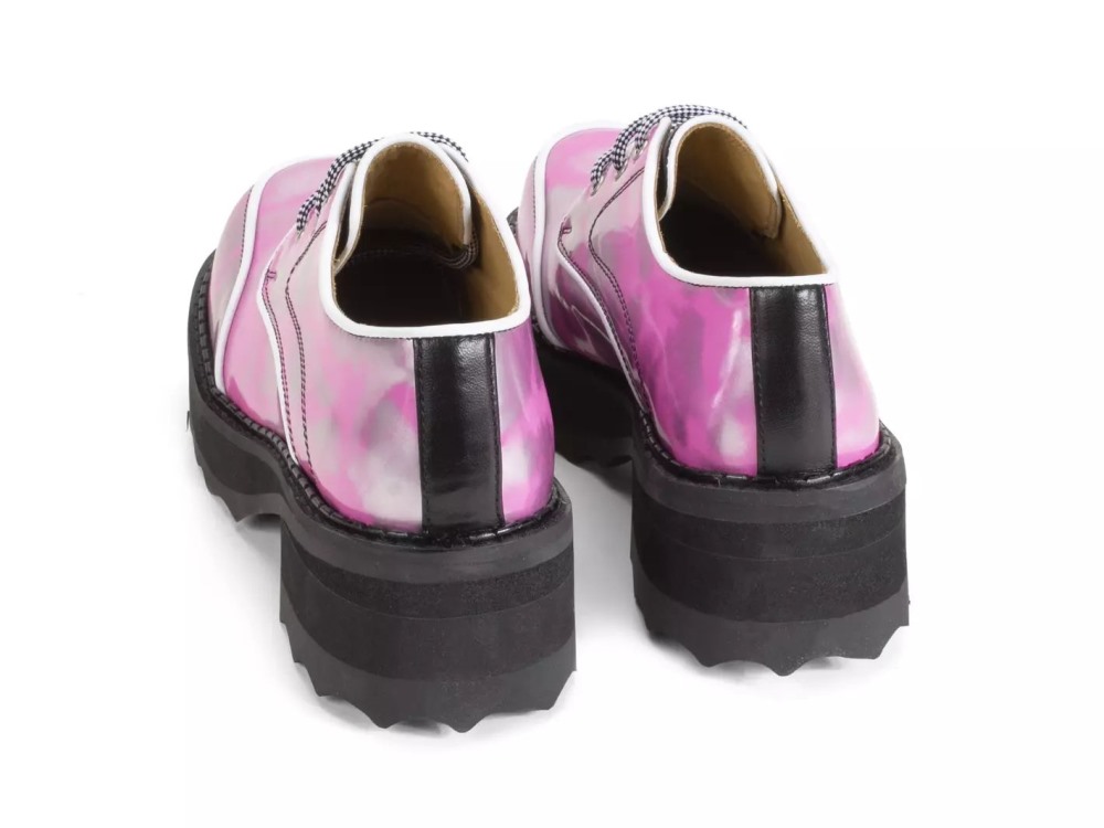 John Fluevog Yrsa - Metallic Silver/Pink | Leather Platform Shoes