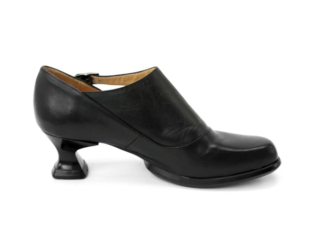 John Fluevog Gracias - Black | Side Buckle Shoes with Cutout
