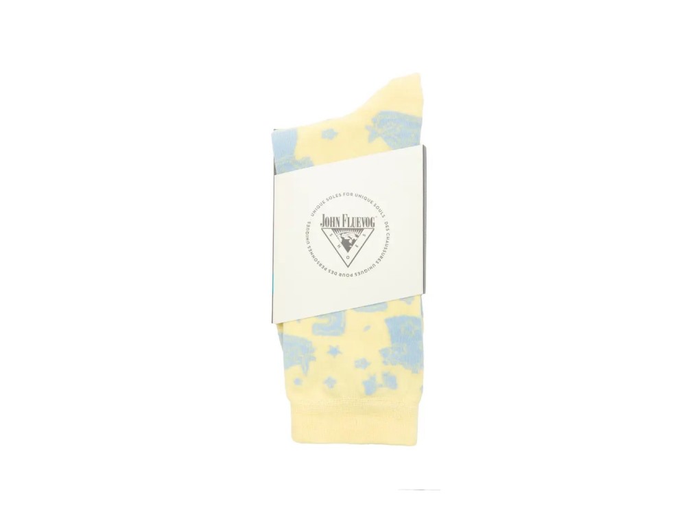 John Fluevog Sidhe Vog Socks - Pastel Yellow/Light Blue | Dollhouse Party Socks