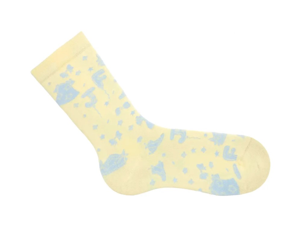 John Fluevog Sidhe Vog Socks - Pastel Yellow/Light Blue | Dollhouse Party Socks