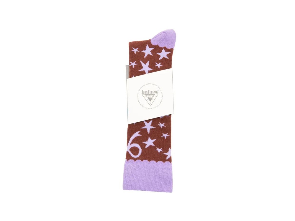 John Fluevog Zeta - Brown/Purple | Knee-High Socks With Bow Design