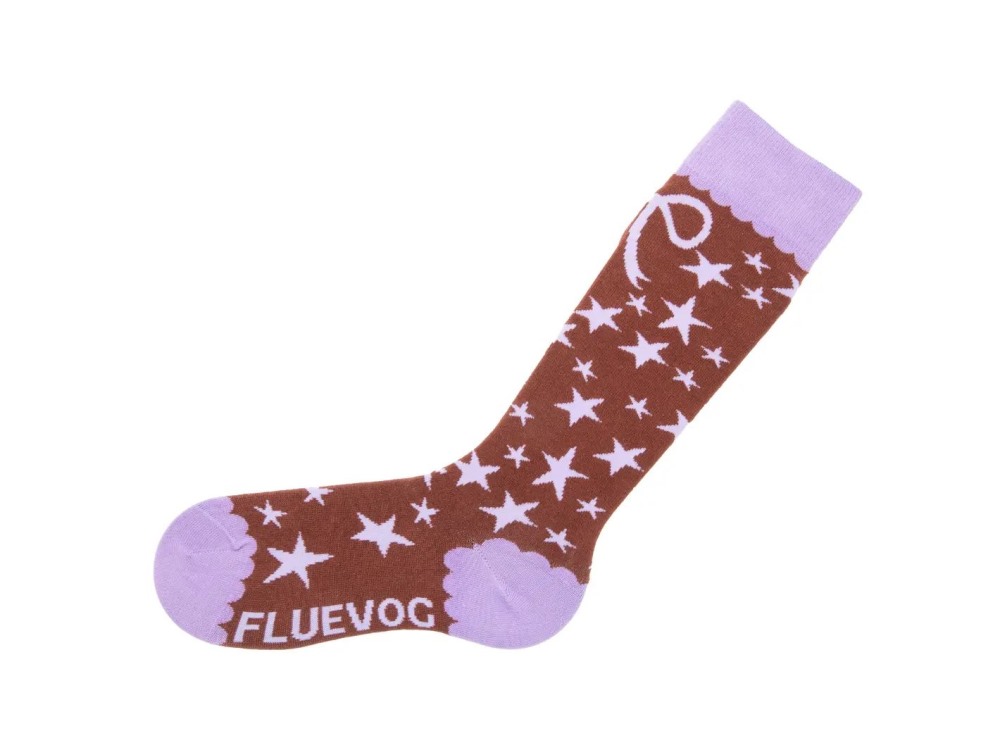 John Fluevog Zeta - Brown/Purple | Knee-High Socks With Bow Design
