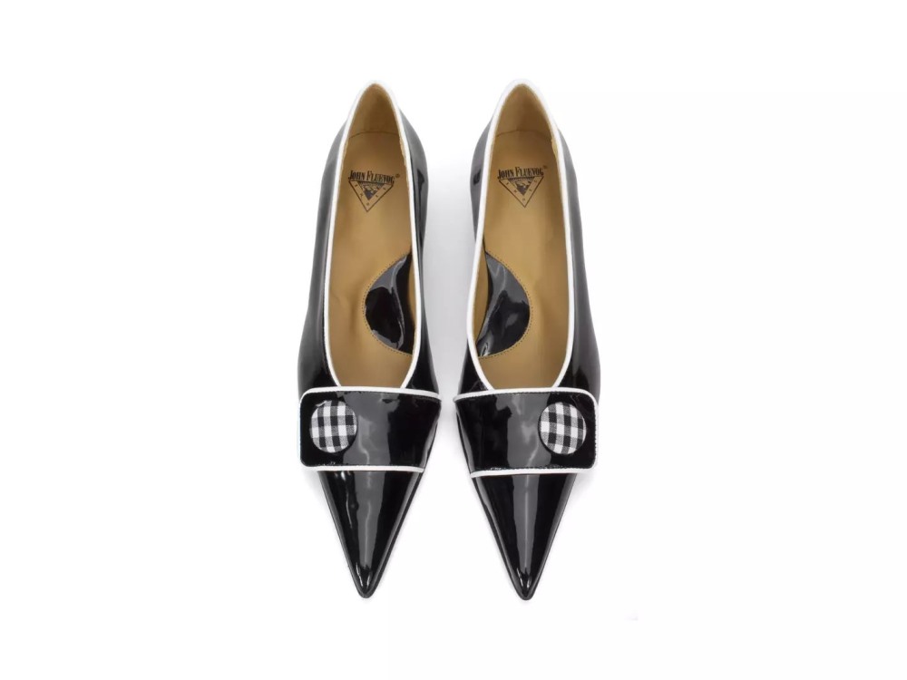 John Fluevog Naura - Black | Elegant Pumps with a Button