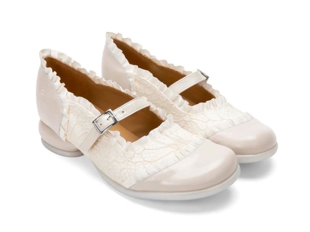 John Fluevog Sandz - White | Mary Janes shoes with Ruffles