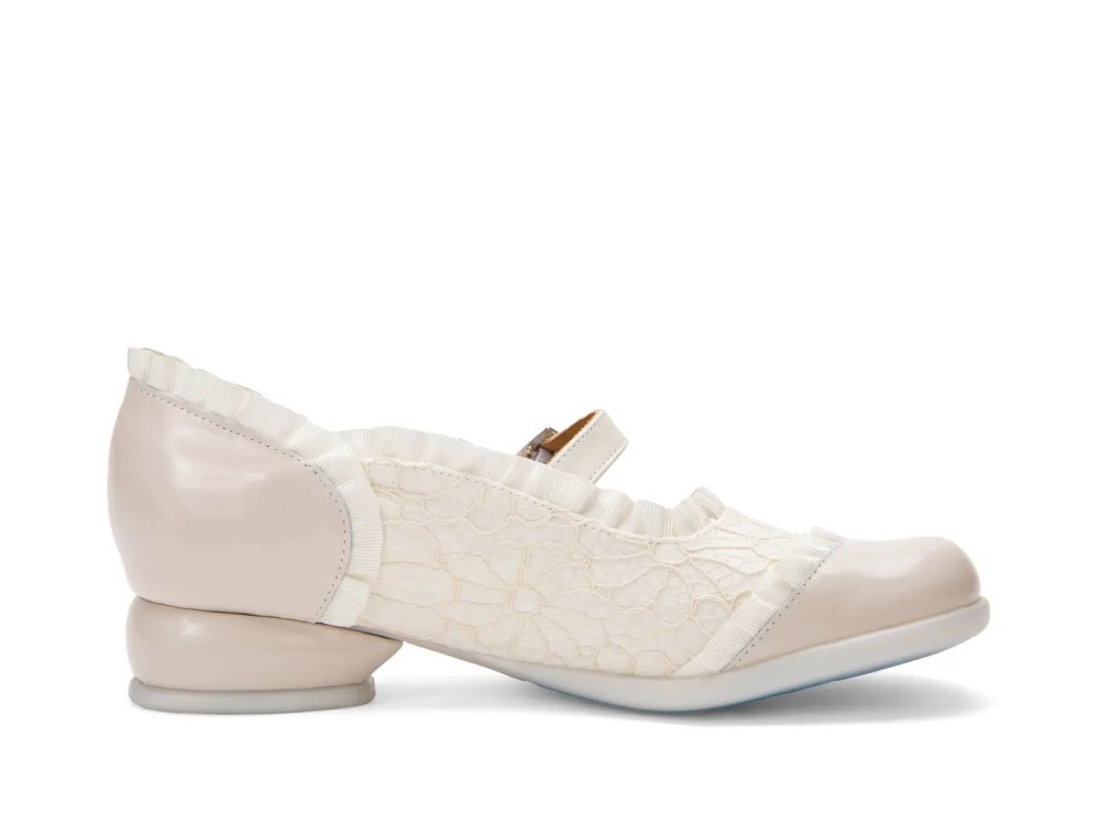 John Fluevog Sandz - White | Mary Janes shoes with Ruffles