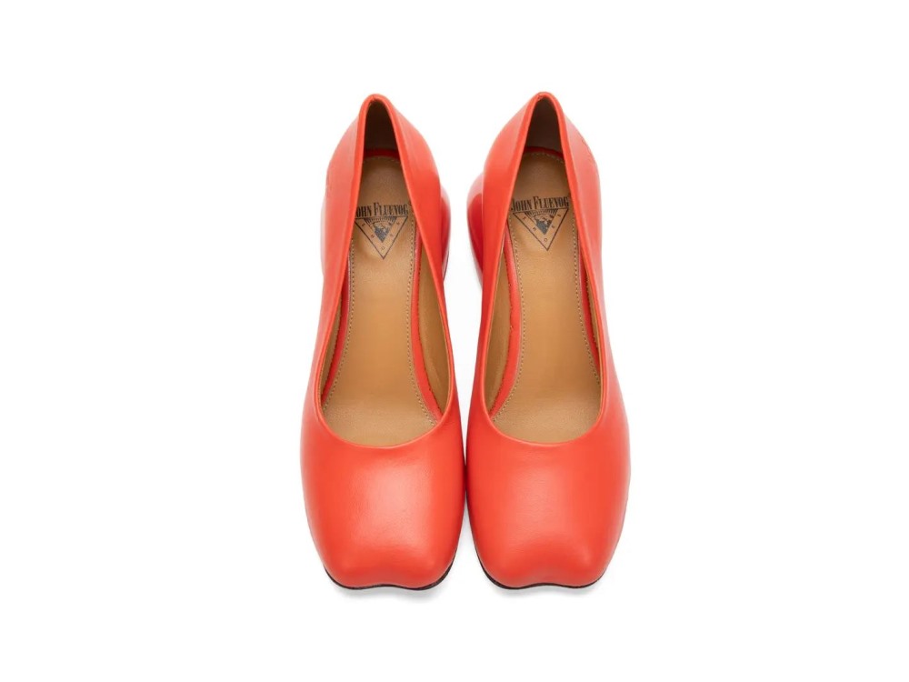 John Fluevog Bells - Red | Heels with Soft Curved Toe