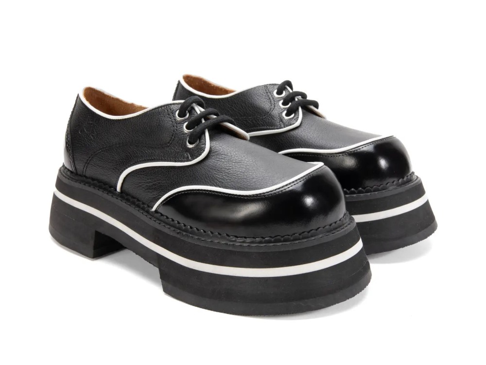 John Fluevog FV1 - Black/White | Vintage-Style Lace-Ups