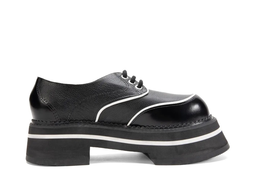 John Fluevog FV1 - Black/White | Vintage-Style Lace-Ups