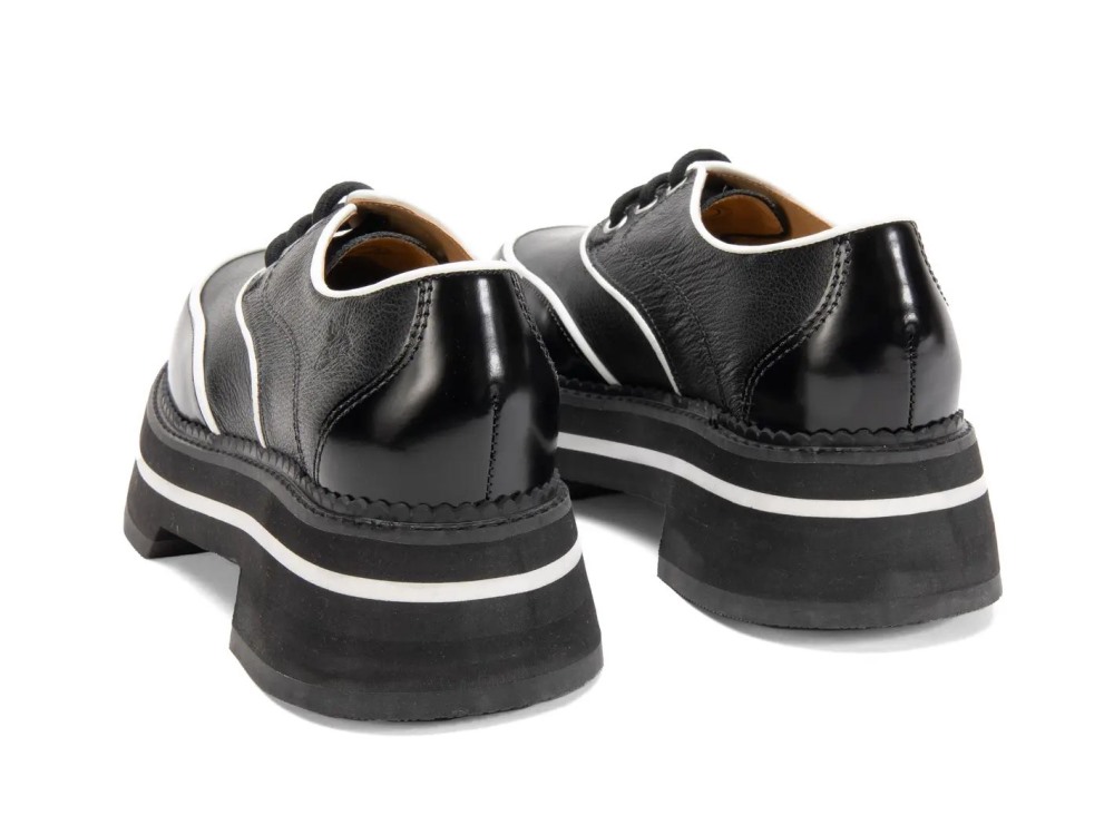 John Fluevog FV1 - Black/White | Vintage-Style Lace-Ups