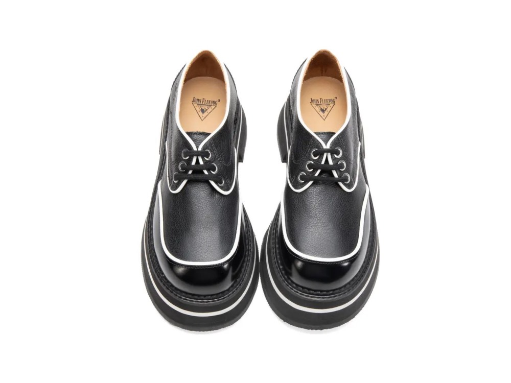John Fluevog FV1 - Black/White | Vintage-Style Lace-Ups