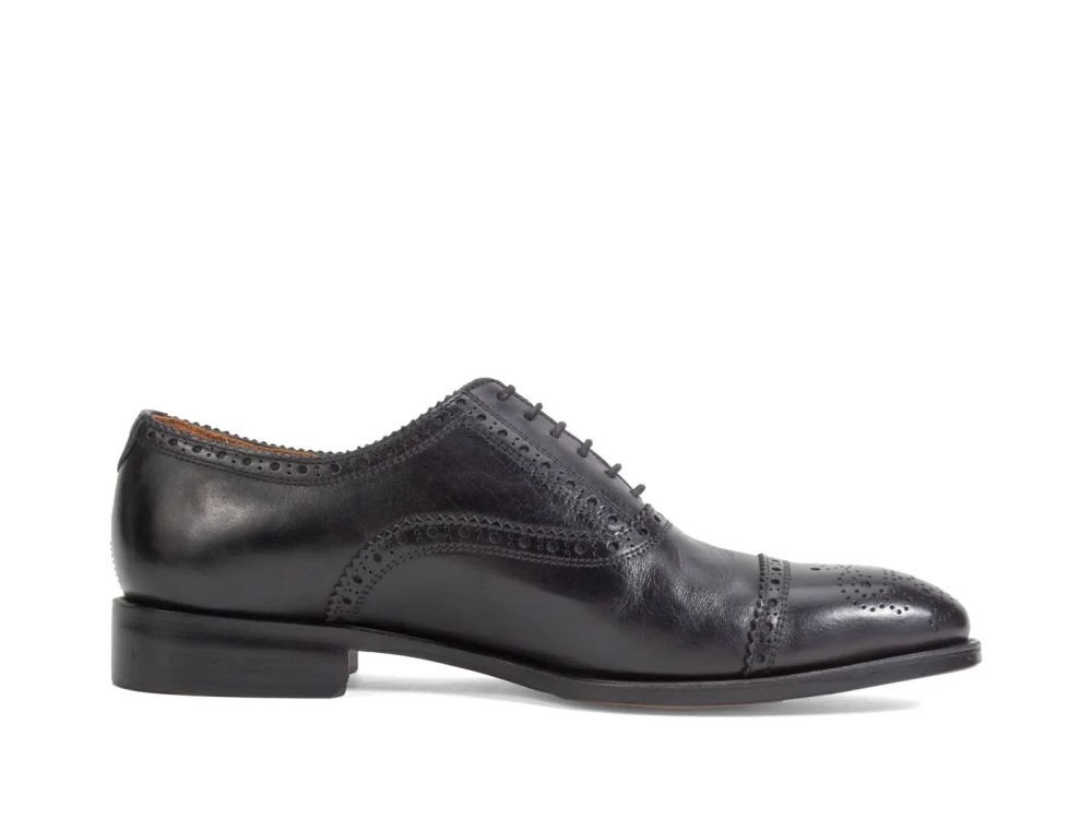 John Fluevog Brandenburg - Black with black stitching | Classic Brogue Shoes