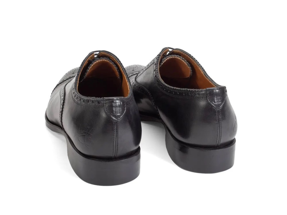 John Fluevog Brandenburg - Black with black stitching | Classic Brogue Shoes