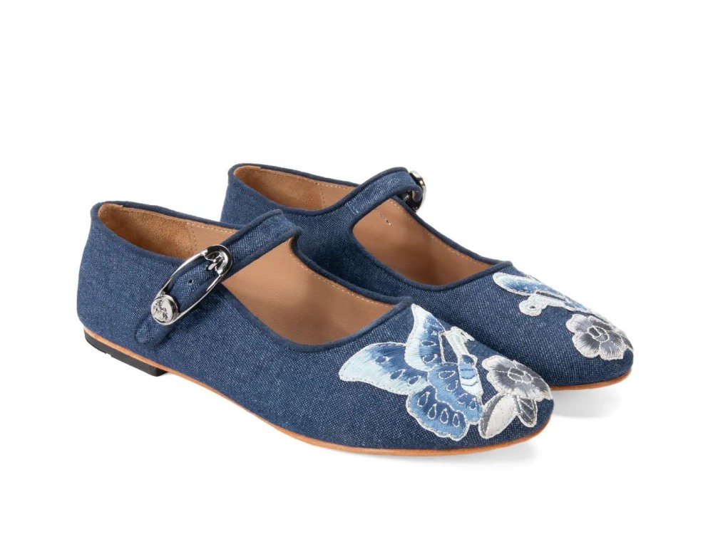 John Fluevog Pirouette - Blue Denim | Mary Jane Ballet Flats