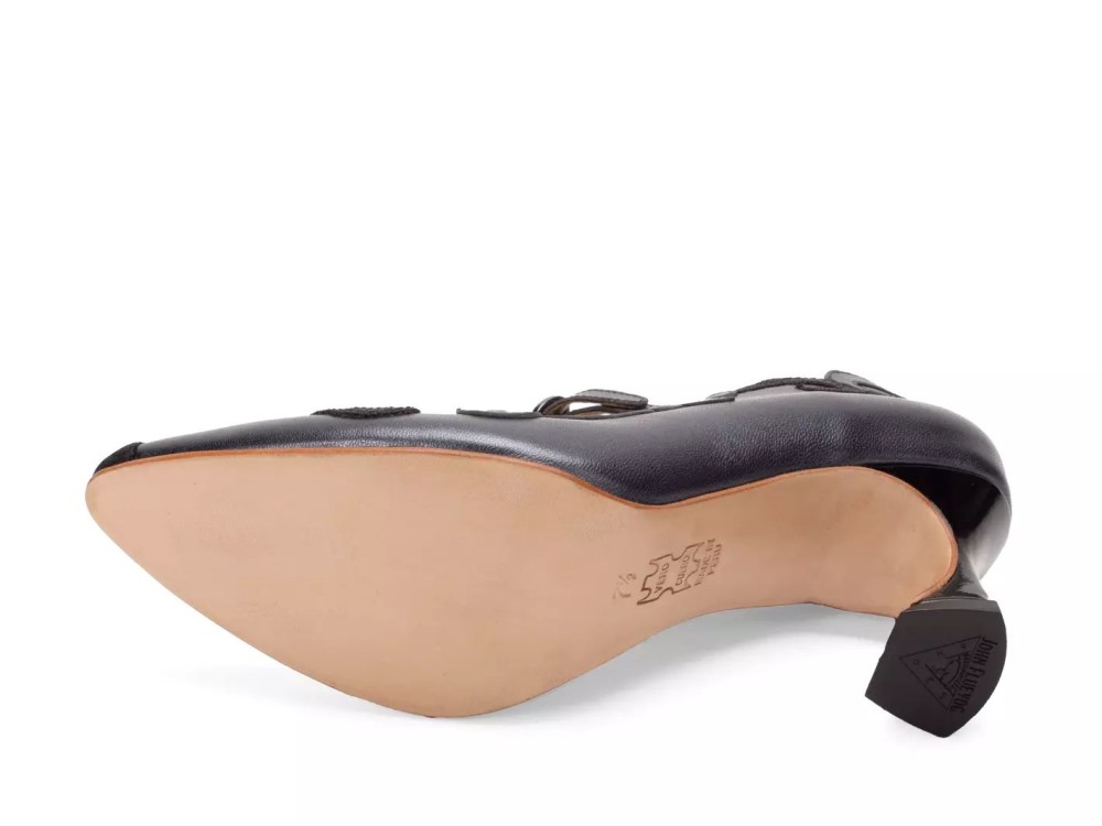 John Fluevog Emmeline - Black | Mary Jane Heels with Appliqué