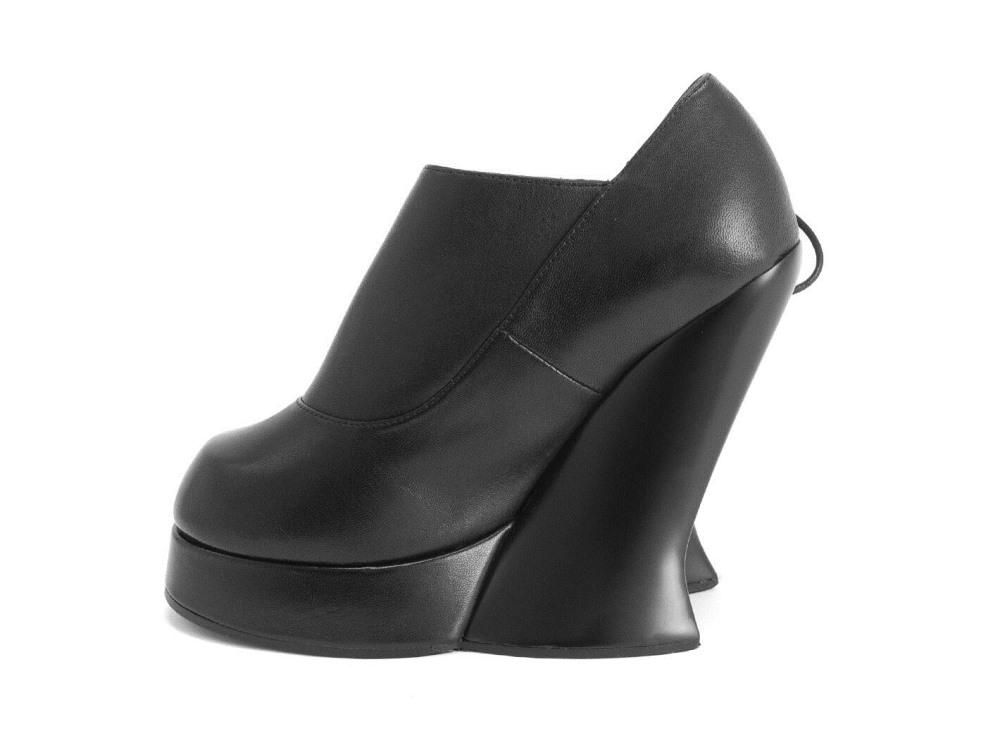 John Fluevog Grand National Shoe - Black | Platform Side-Lace Shoes