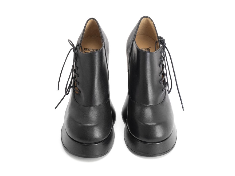 John Fluevog Grand National Shoe - Black | Platform Side-Lace Shoes