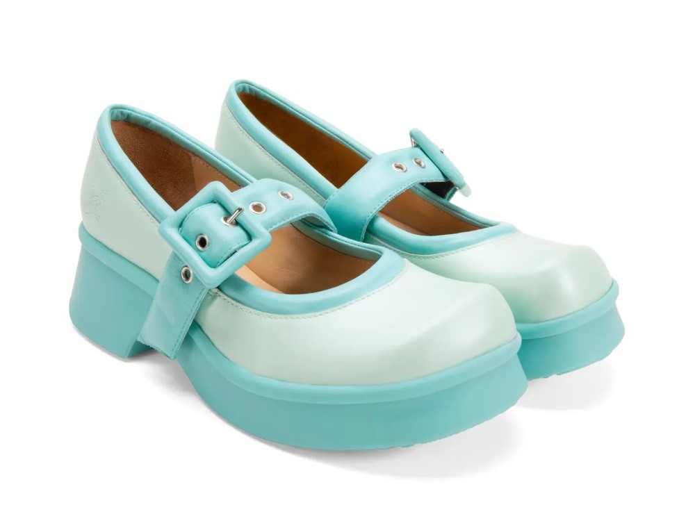 John Fluevog Delight - Turquoise | Classic Mary Janes with Puffy Strap