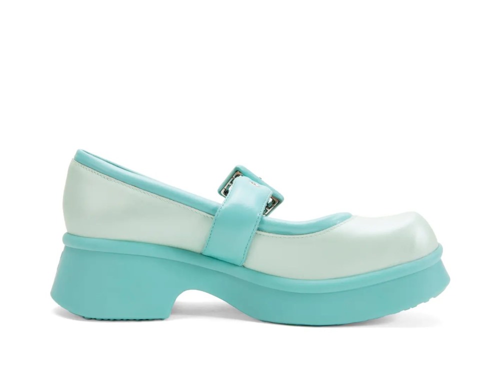 John Fluevog Delight - Turquoise | Classic Mary Janes with Puffy Strap