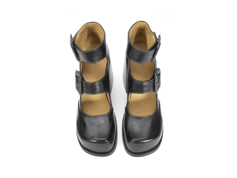 John Fluevog Dionna - Black | Double-Strap Shoes