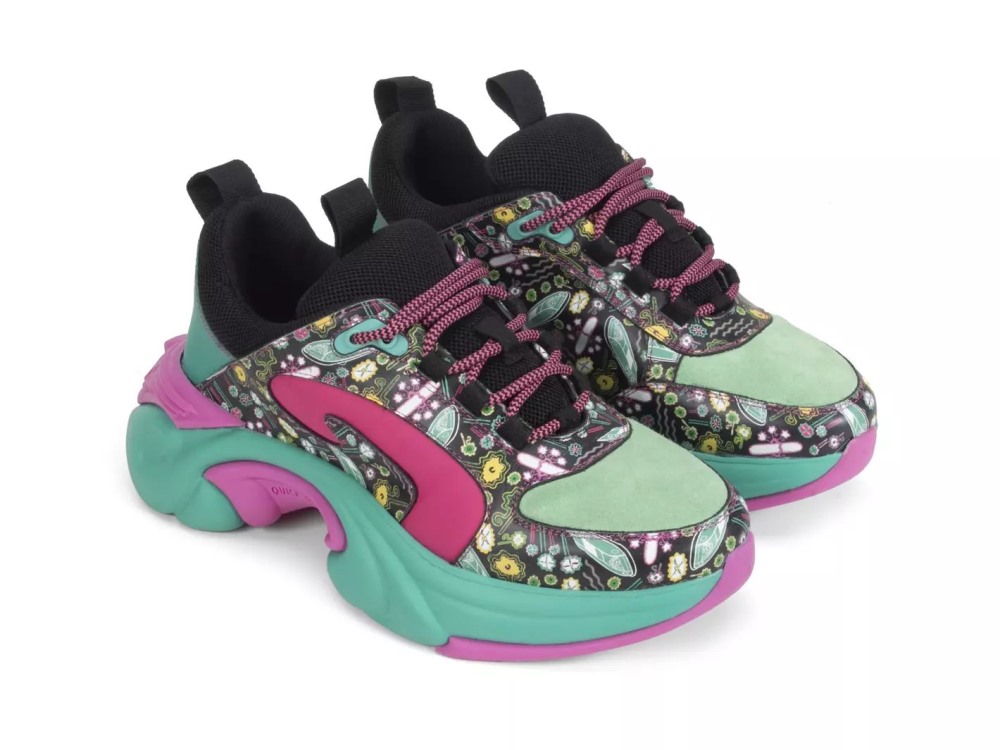 John Fluevog Duesy - Teal/Pink | Chunky Sneakers