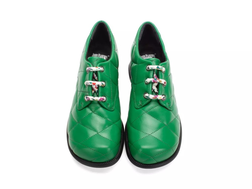John Fluevog Maika - Green | Quilted Lace-Up Heels