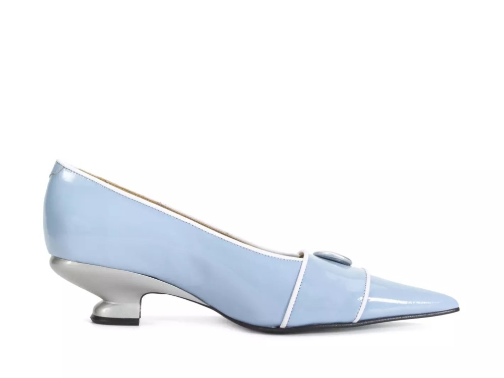 John Fluevog Naura - Blue | Elegant Pumps with a Button