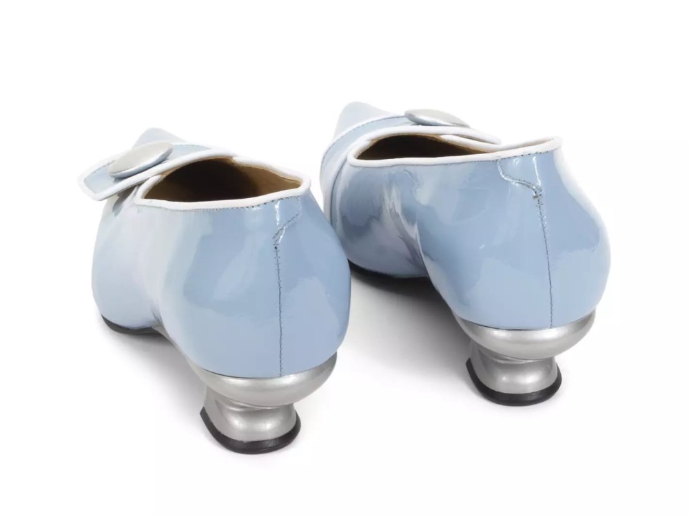 John Fluevog Naura - Blue | Elegant Pumps with a Button