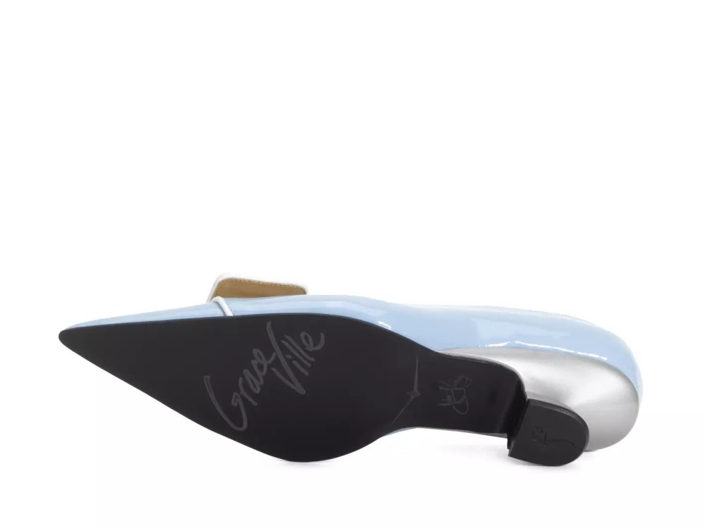 John Fluevog Naura - Blue | Elegant Pumps with a Button