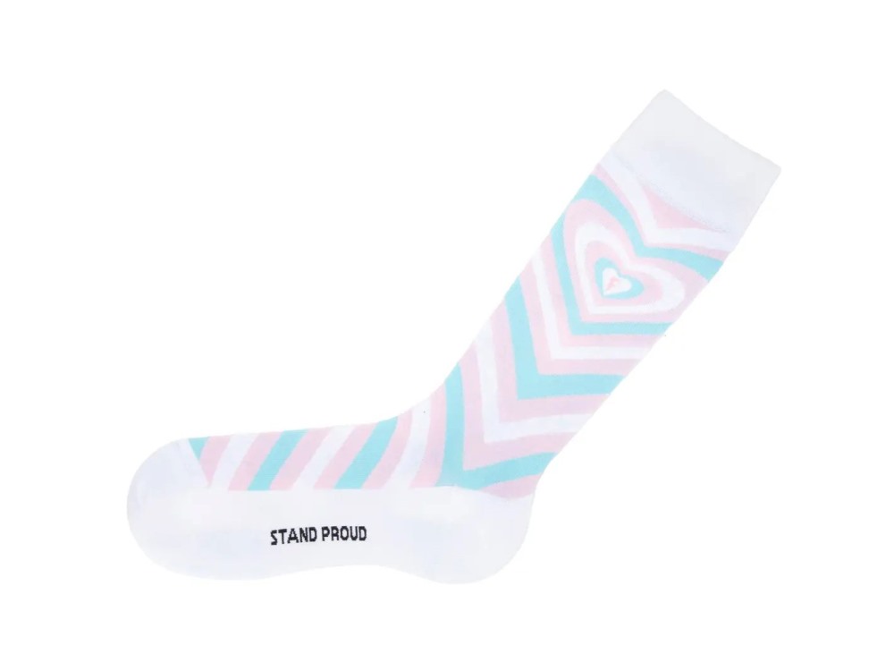 John Fluevog Baobao Vog Socks - White/Pink | Radiating Heart Socks