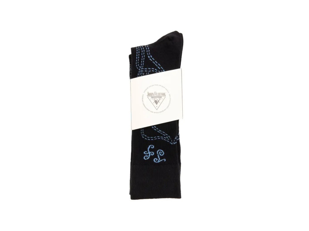 John Fluevog Indy Vog Socks - Black/Blue | Western Boot Knee-High Socks