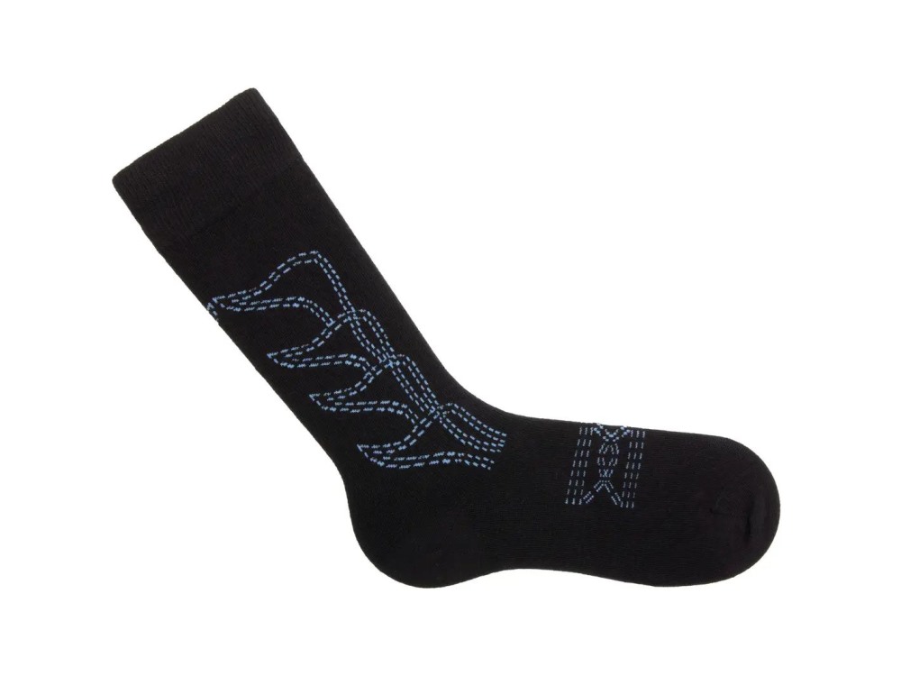 John Fluevog Indy Vog Socks - Black/Blue | Western Boot Knee-High Socks