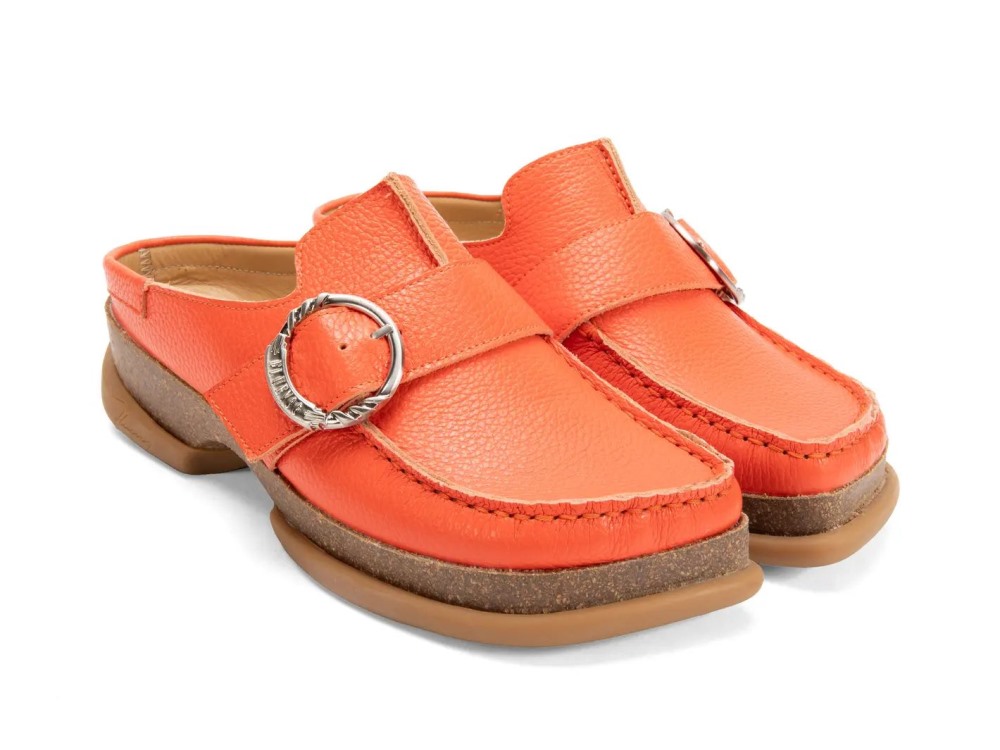 John Fluevog Linn - Orange | Mules with Stitching