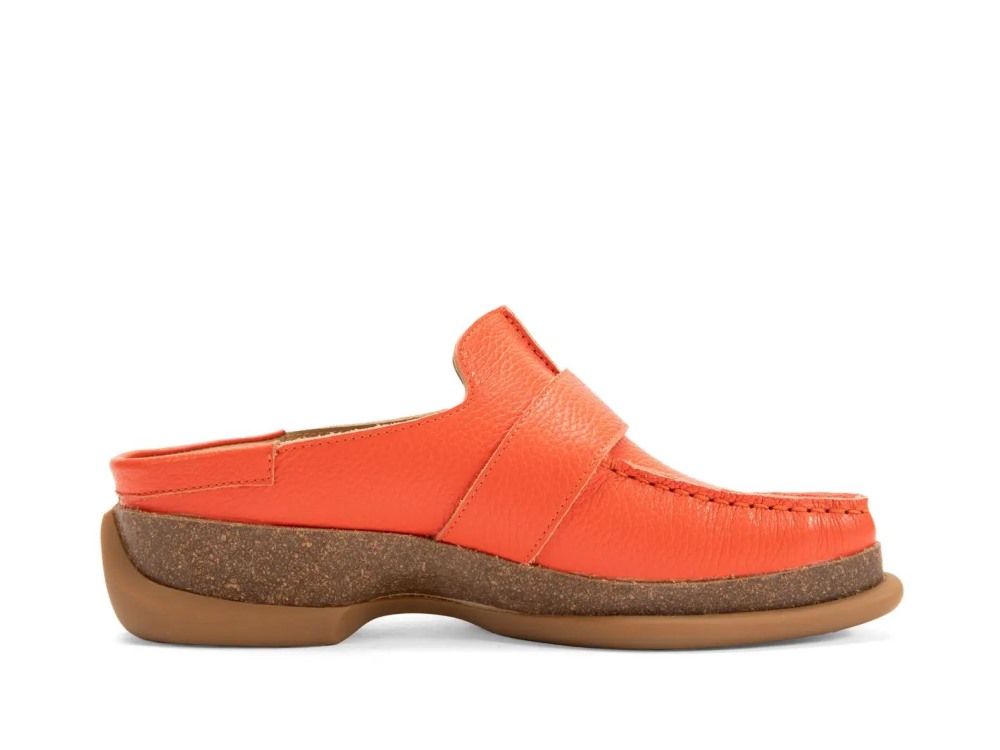 John Fluevog Linn - Orange | Mules with Stitching