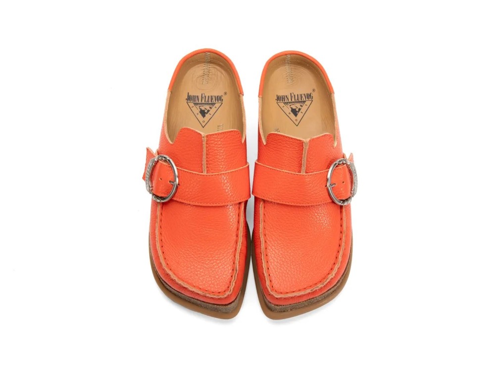 John Fluevog Linn - Orange | Mules with Stitching